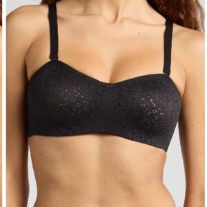 Chantelle Lingerie Norah Lace Trim Bandeau Bra, Black, Size 38G, NWT